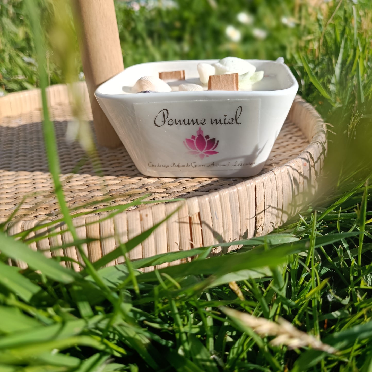 Bougie Mèche en bois - pomme miel